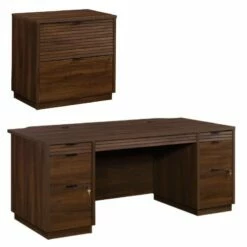 Home Square 2-Piece Set With Excutive Desk & 2-Drawer Lateral File Cabinet