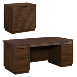 Home Square 2-Piece Set With Excutive Desk & Utility Stand Libary Base