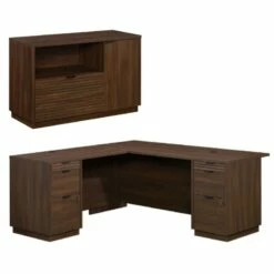 Home Square 2-Piece Set With L-Shaped Computer Desk & Small Filing Cabinet