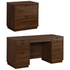 Home Square 2-Piece Set With 60" Credenza Desk & 2-Drawer Lateral File Cabinet
