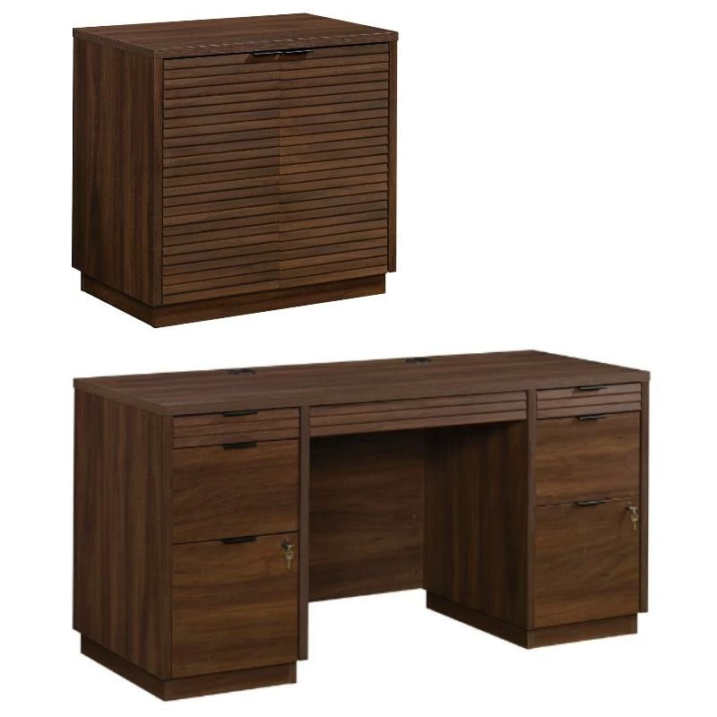 Home Square 2-Piece Set With 60" Credenza Desk And Utility Stand Libary Base 3 Home Square 2-Piece Set With 60" Credenza Desk And Utility Stand Libary Base