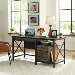 Home Square 2-Piece Set With Computer Desk & Lateral File In Carbon Oak -CYMAX Sales 2570348 8 L