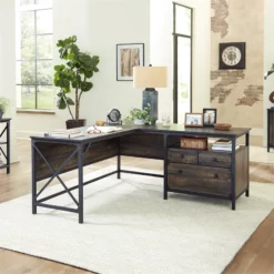Home Square 2-Piece Set With L-Shaped Desk & Lateral File In Carbon Oak 32 Home Square 2-Piece Set With L-Shaped Desk & Lateral File In Carbon Oak -CYMAX Sales 2570354 10 L