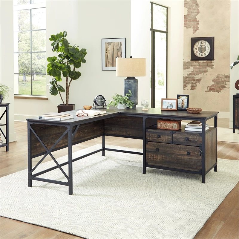 Home Square 2-Piece Set With L-Shaped Desk & Lateral File In Carbon Oak 13 Home Square 2-Piece Set With L-Shaped Desk & Lateral File In Carbon Oak - Image 11