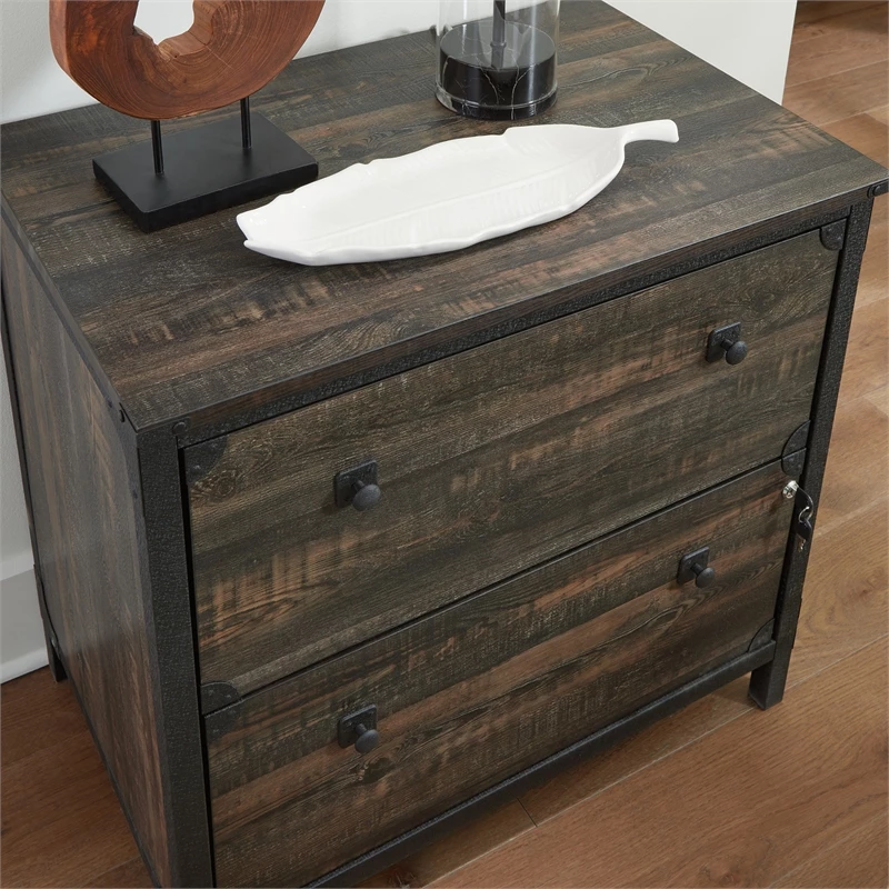 Home Square 2-Piece Set With L-Shaped Desk & Lateral File In Carbon Oak 16 Home Square 2-Piece Set With L-Shaped Desk & Lateral File In Carbon Oak - Image 14