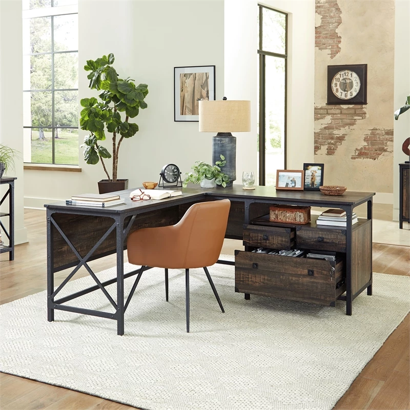 Home Square 3-Piece Set With L-Shaped Desk Lateral File & Hutch In Carbon Oak 14 Home Square 3-Piece Set With L-Shaped Desk Lateral File & Hutch In Carbon Oak - Image 12