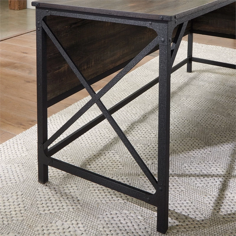 Home Square 3-Piece Set With L-Shaped Desk Lateral File & Hutch In Carbon Oak 8 Home Square 3-Piece Set With L-Shaped Desk Lateral File & Hutch In Carbon Oak - Image 6