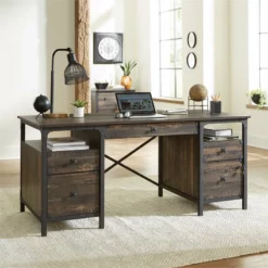 Home Square 2-Piece Set With Executive Desk & Lateral File In Carbon Oak -CYMAX Sales 2570360 18 L