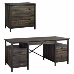 Home Square 2-Piece Set With Executive Desk & Lateral File In Carbon Oak
