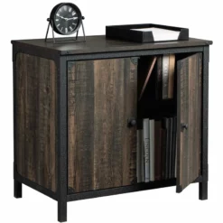 Home Square 3-Piece Set With Executive Desk Library Base & Hutch In Carbon Oak -CYMAX Sales 2570361 10 L