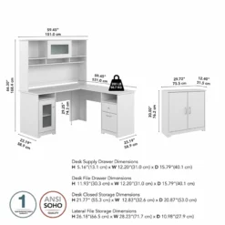 Cabot L Desk With Hutch And Small Cabinet In Modern Gray - Engineered Wood -CYMAX Sales 2570465 4 L