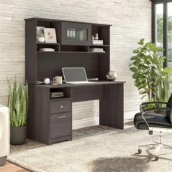 Cabot 60W Computer Desk With Hutch In Heather Gray - Engineered Wood -CYMAX Sales 2570470 1 L