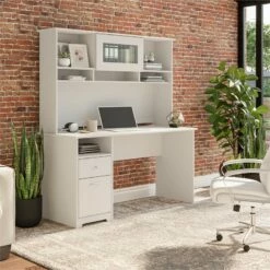 Cabot 60W Computer Desk With Hutch In Heather Gray - Engineered Wood -CYMAX Sales 2570471 1 L