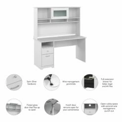 Cabot 60W Computer Desk With Hutch In Heather Gray - Engineered Wood -CYMAX Sales 2570471 2 L