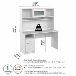 Cabot 60W Computer Desk With Hutch In Heather Gray - Engineered Wood -CYMAX Sales 2570471 4 L