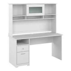 Cabot 60W Computer Desk With Hutch In Heather Gray - Engineered Wood -CYMAX Sales 2570471 L