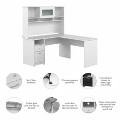 Cabot 60W L Shaped Computer Desk With Hutch In Ash Gray - Engineered Wood -CYMAX Sales 2570477 2 L