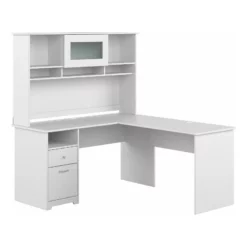 Cabot 60W L Shaped Computer Desk With Hutch In Ash Gray - Engineered Wood -CYMAX Sales 2570477 L