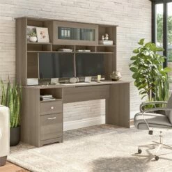 Cabot 72W Computer Desk With Hutch In Heather Gray - Engineered Wood 35 Cabot 72W Computer Desk With Hutch In Heather Gray - Engineered Wood -CYMAX Sales 2570478 1 L