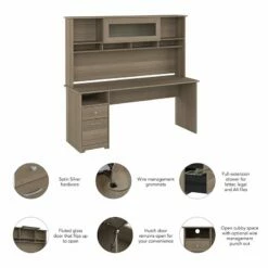 Cabot 72W Computer Desk With Hutch In Ash Gray - Engineered Wood -CYMAX Sales 2570478 2 L 2