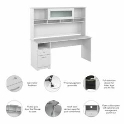 Cabot 72W Computer Desk With Hutch In White - Engineered Wood -CYMAX Sales 2570480 2 L 1