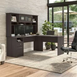 Cabot 72W L Shaped Computer Desk With Hutch In Heather Gray - Engineered Wood -CYMAX Sales 2570485 1 L