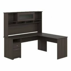 Cabot 72W L Shaped Desk With Hutch And Drawers In Modern Gray - Engineered Wood -CYMAX Sales 2570485 L 1