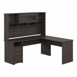 Cabot 72W L Shaped Computer Desk With Hutch In Heather Gray - Engineered Wood -CYMAX Sales 2570485 L