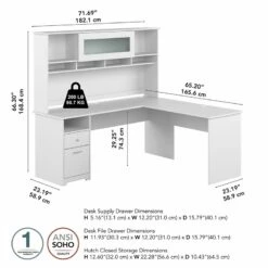 Cabot 72W L Shaped Computer Desk With Hutch In Heather Gray - Engineered Wood -CYMAX Sales 2570486 4 L