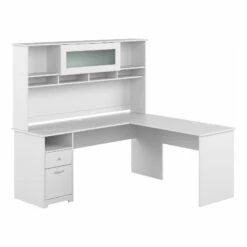 Cabot 72W L Shaped Computer Desk With Hutch In Heather Gray - Engineered Wood -CYMAX Sales 2570486 L