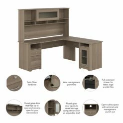 Cabot 72W L Shaped Desk With Hutch And Storage In Modern Gray - Engineered Wood -CYMAX Sales 2570487 2 L