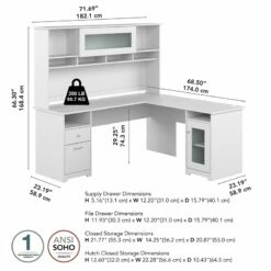 Cabot 72W L Shaped Desk With Hutch And Storage In Modern Gray - Engineered Wood -CYMAX Sales 2570489 4 L