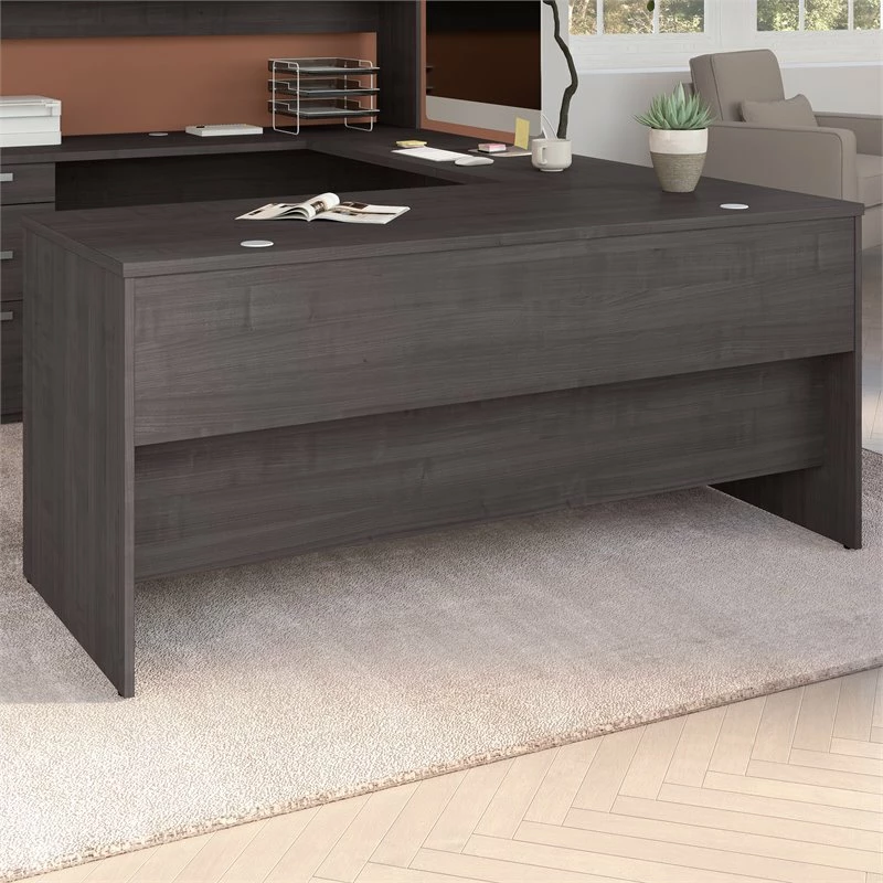 Bestar Ridgeley Contemporary Engineered Wood Desk Shell In Charcoal Maple 4 Bestar Ridgeley Contemporary Engineered Wood Desk Shell In Charcoal Maple - Image 2