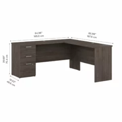 Bestar Ridgeley L-Desk Contemporary Engineered Wood Desk In Medium Gray Maple -CYMAX Sales 2572038 3 L