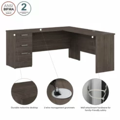Bestar Ridgeley L-Desk Contemporary Engineered Wood Desk In Medium Gray Maple -CYMAX Sales 2572038 5 L