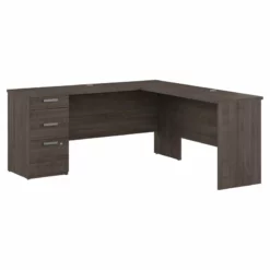 Bestar Ridgeley L-Desk Contemporary Engineered Wood Desk In Medium Gray Maple