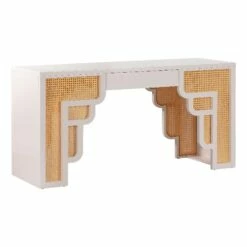 TOV Furniture Suzie Cream & Rattan Desk