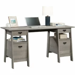 UrbanPro Trestle Engineered Wood Executive Desk In Mystic Oak -CYMAX Sales 2576028 2 L