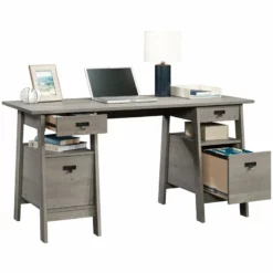 UrbanPro Trestle Engineered Wood Executive Desk In Mystic Oak -CYMAX Sales 2576028 3 L