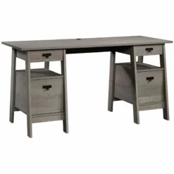 UrbanPro Trestle Engineered Wood Executive Desk In Mystic Oak