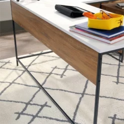 UrbanPro Mid-Century L-Shaped Computer Desk With 2 Drawers In White -CYMAX Sales 2576031 15 L