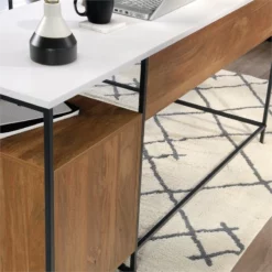 UrbanPro Mid-Century L-Shaped Computer Desk With 2 Drawers In White -CYMAX Sales 2576031 16 L