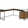 UrbanPro Mid-Century L-Shaped Computer Desk With 2 Drawers In White -CYMAX Sales 2576031 L