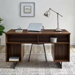 Urbanpro 54" Executive Desk With Dual Storage In Dark Walnut -CYMAX Sales 2577183 5 L