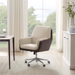 Linon Stella Metal Swivel Chair In Natural And Brown -CYMAX Sales 2594022 9 L