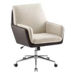 Linon Stella Metal Swivel Chair In Natural And Brown
