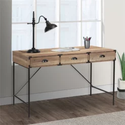AGHDeco Orman Contemporary Steel And Wood Desk In Rustic Oak 14 AGHDeco Orman Contemporary Steel And Wood Desk In Rustic Oak -CYMAX Sales 2595911 2 L