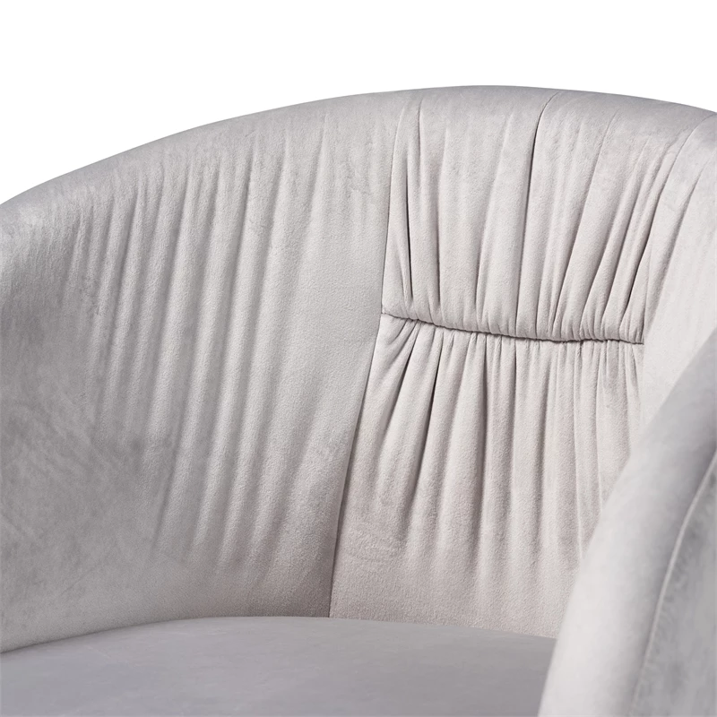 Baxton Studio Ravenna Grey Velvet Fabric And Gold Metal Swivel Office Chair 9 Baxton Studio Ravenna Grey Velvet Fabric And Gold Metal Swivel Office Chair - Image 7