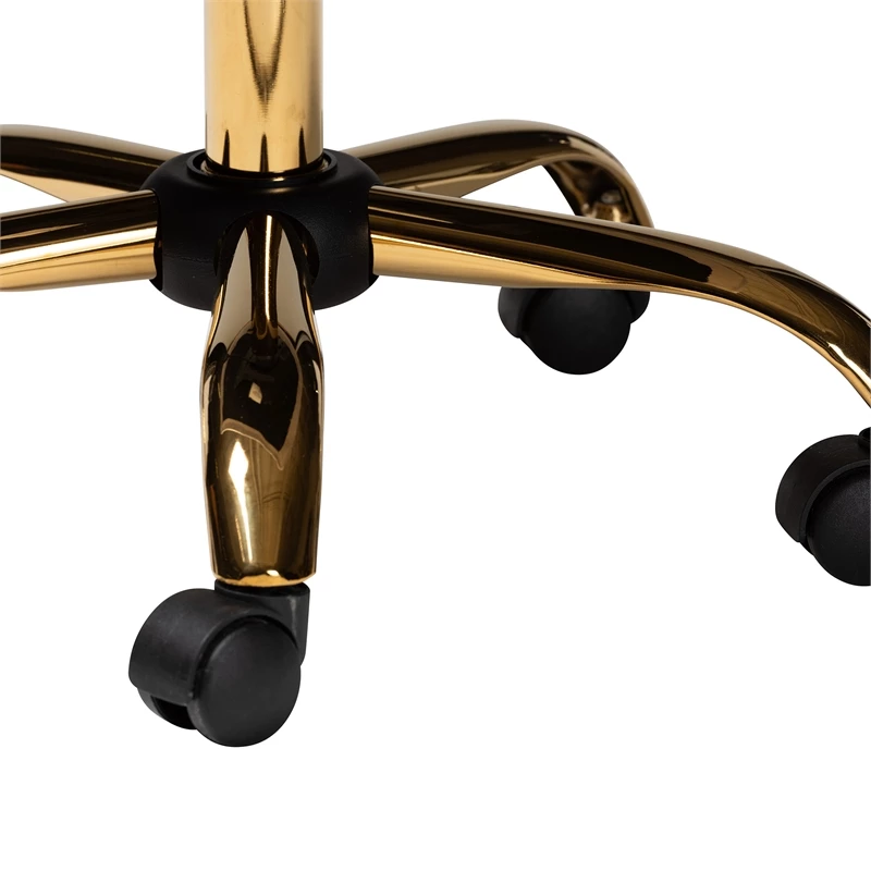 Baxton Studio Ravenna Grey Velvet Fabric And Gold Metal Swivel Office Chair 10 Baxton Studio Ravenna Grey Velvet Fabric And Gold Metal Swivel Office Chair - Image 8