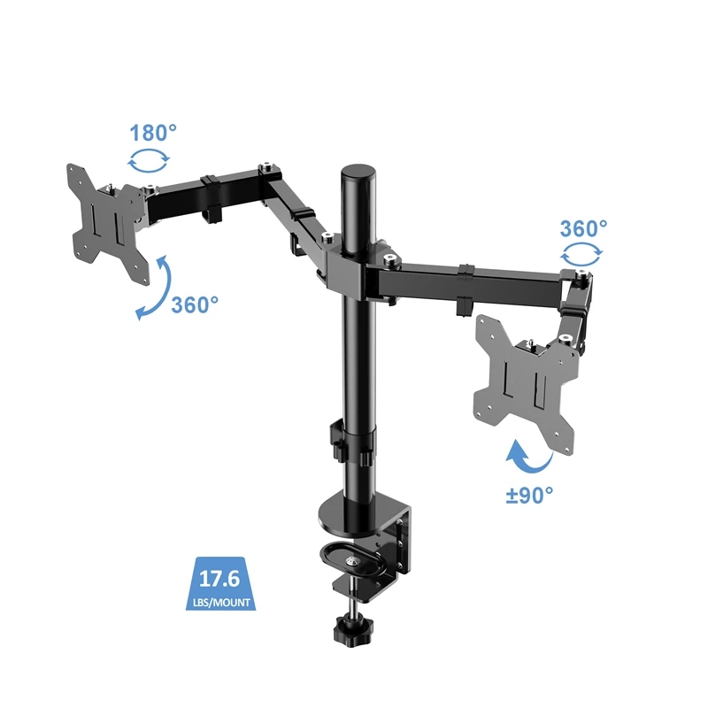 Rocelco 46in Adjustable Standing Desk Converter Double Monitor Arm BUNDLE Black 7 Rocelco 46in Adjustable Standing Desk Converter Double Monitor Arm BUNDLE Black - Image 5